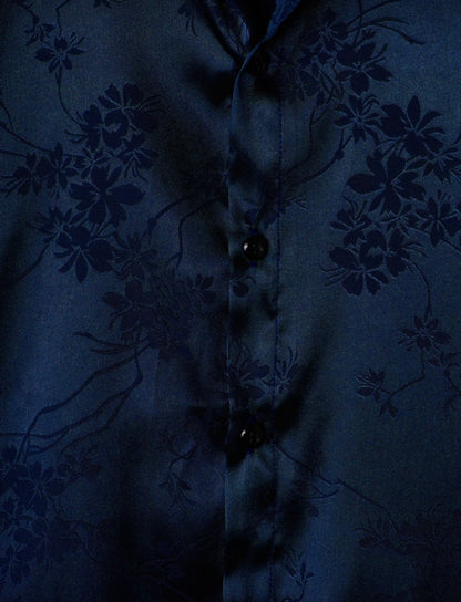 Camisa Floral Jacquard de Satén