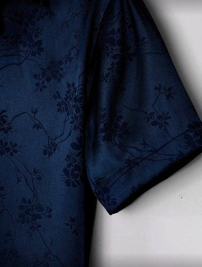 Camisa Floral Jacquard de Satén