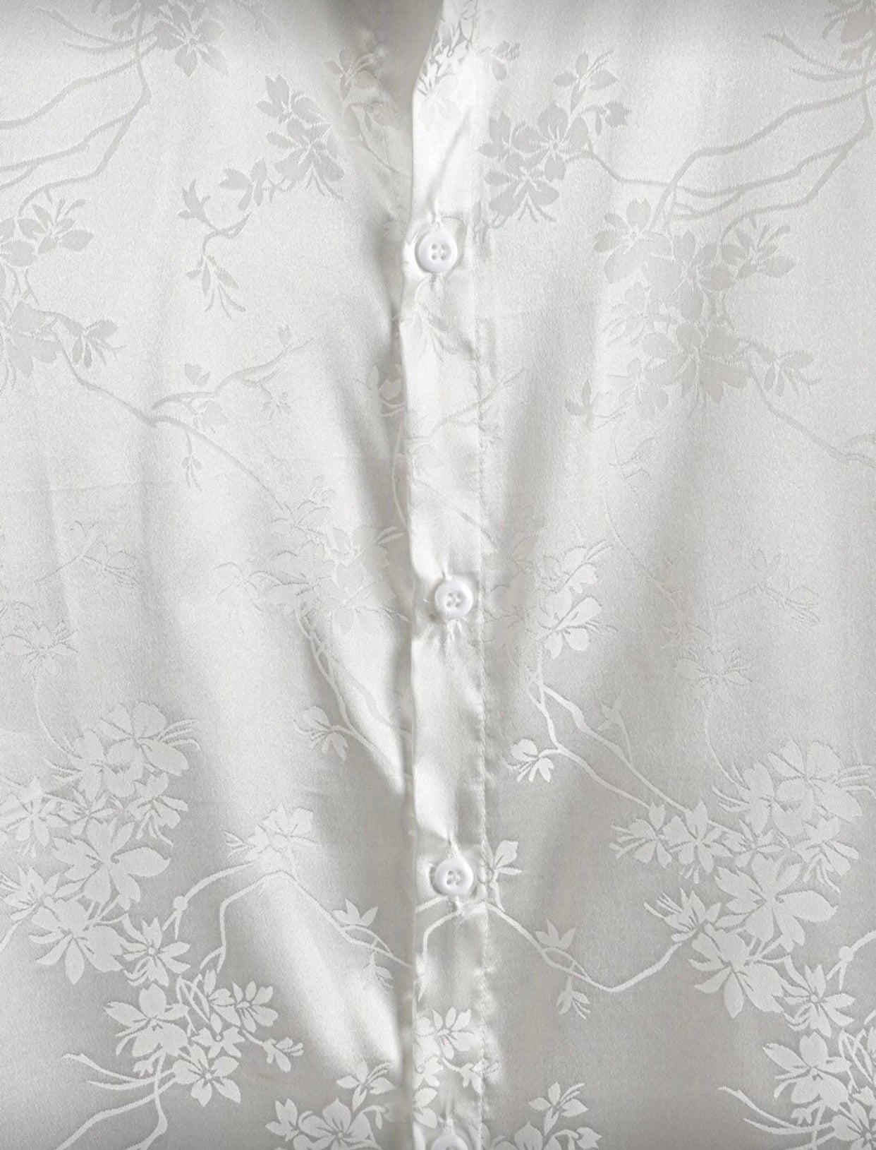 Camisa Floral Jacquard de Satén