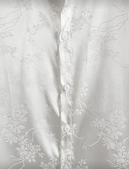 Camisa Floral Jacquard de Satén
