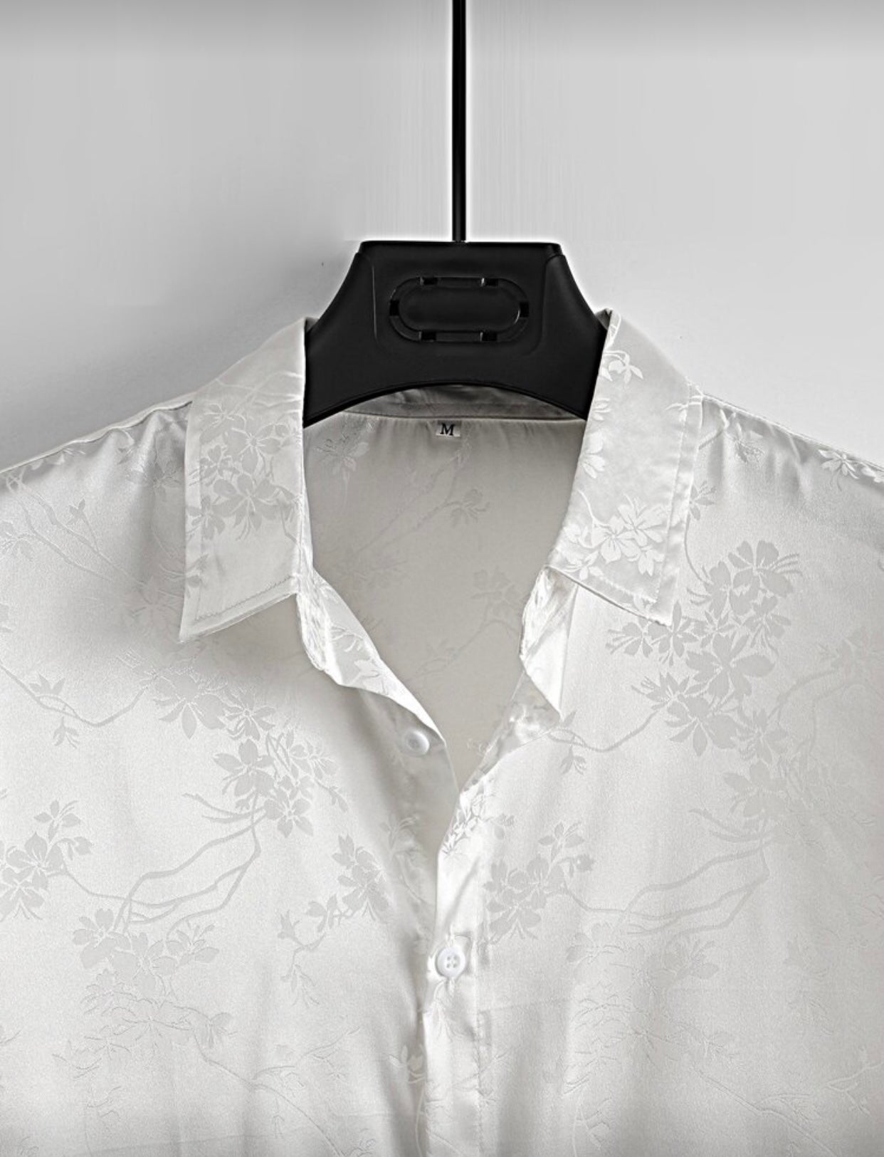 Camisa Floral Jacquard de Satén