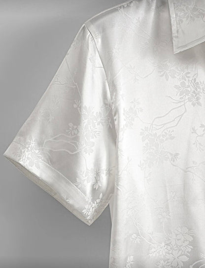 Camisa Floral Jacquard de Satén