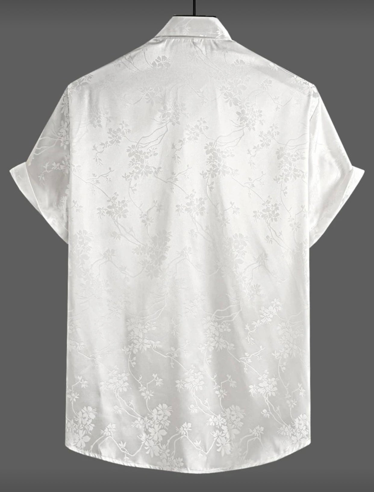 Camisa Floral Jacquard de Satén