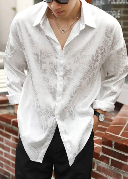 Oversize Camisa Hype Jacquard floral