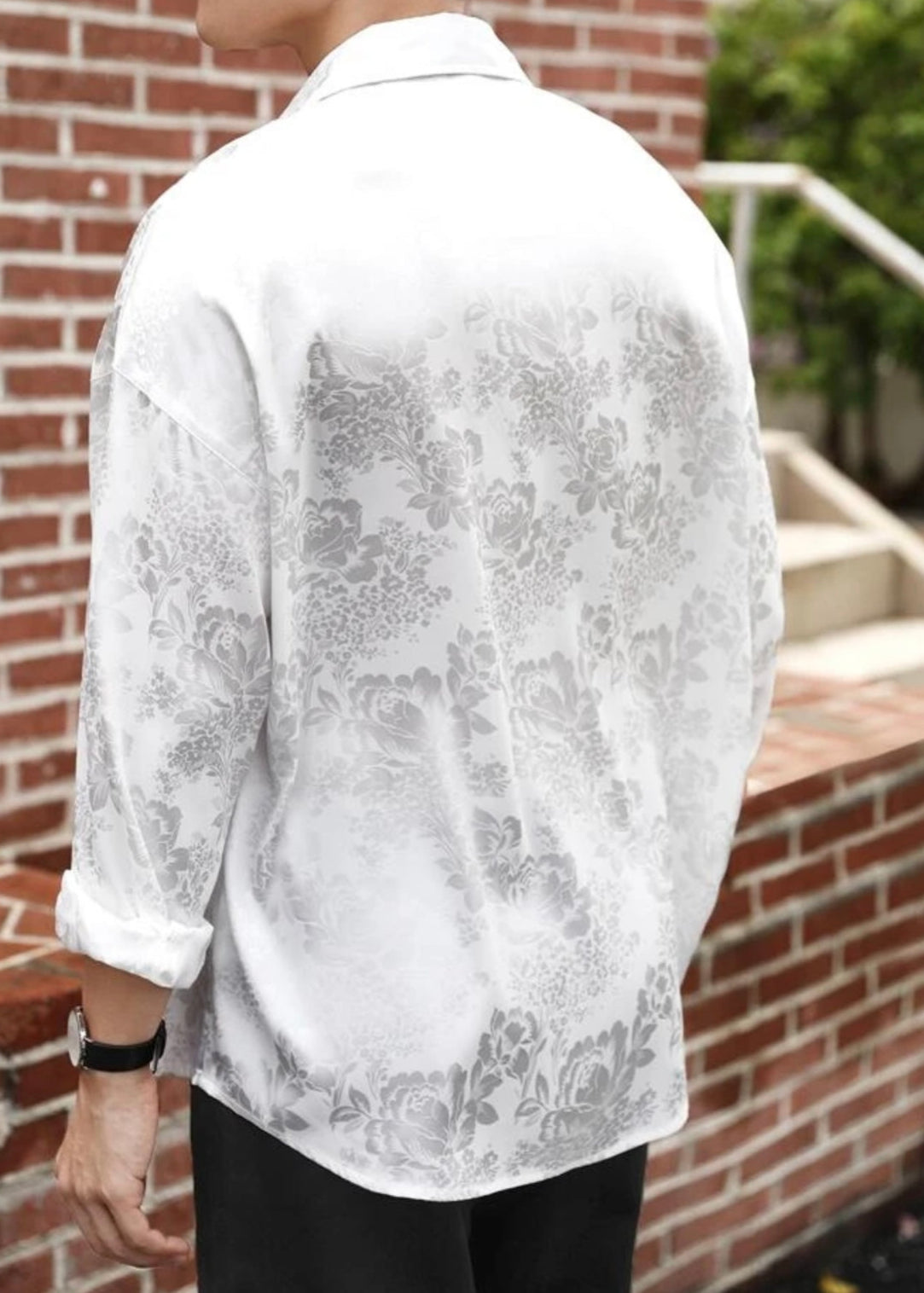 Oversize Camisa Hype Jacquard floral