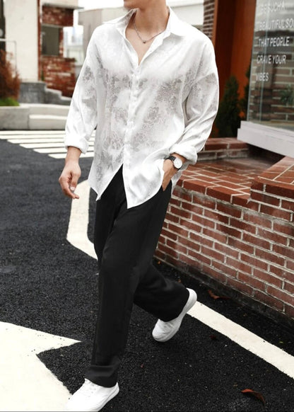 Oversize Camisa Hype Jacquard floral