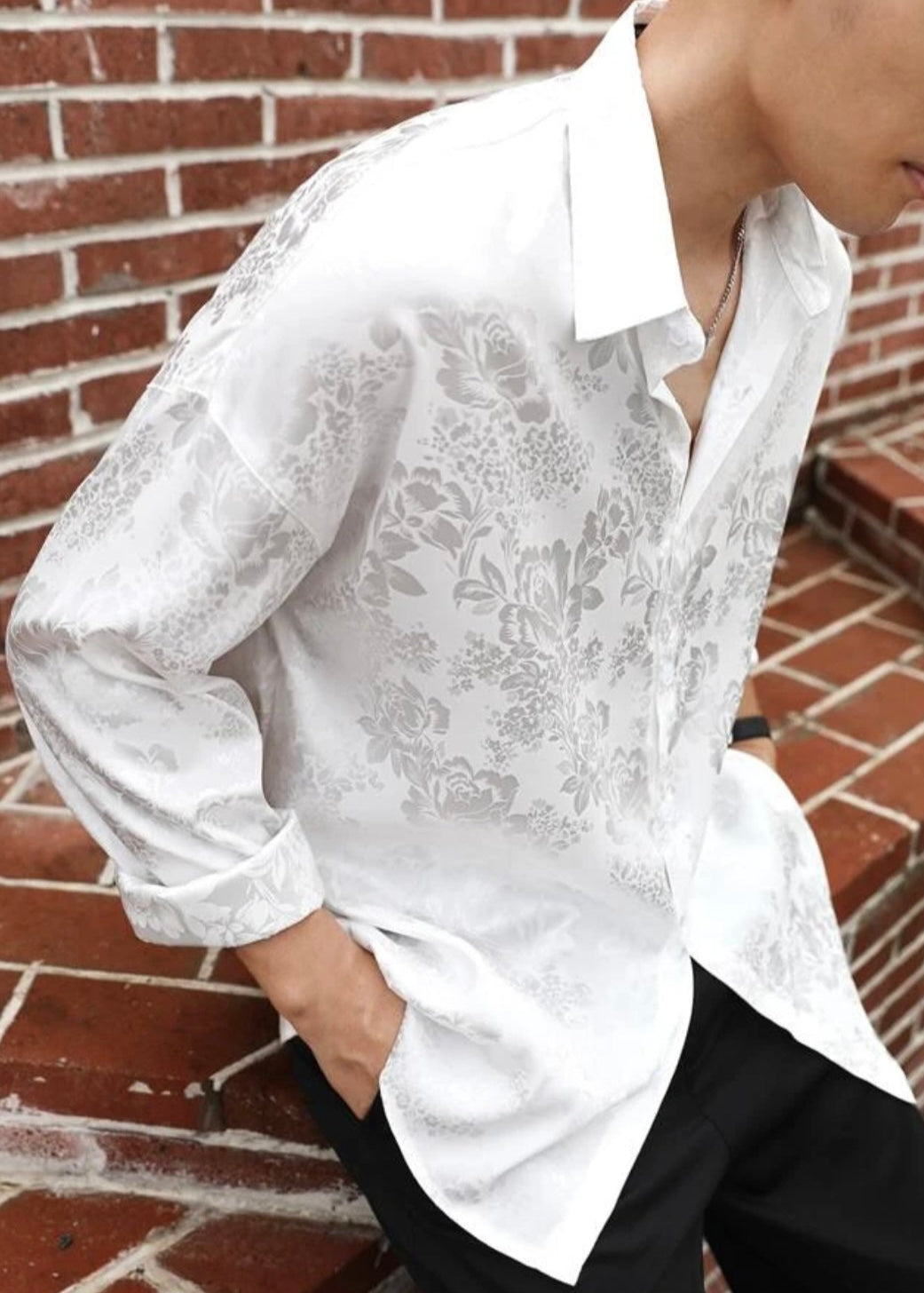 Oversize Camisa Hype Jacquard floral