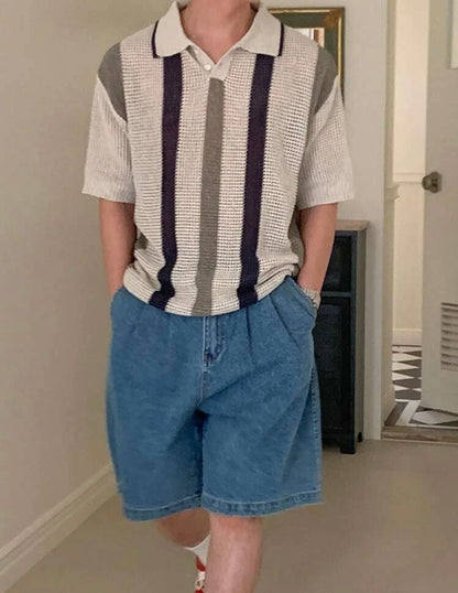 Camisa Suelta de Punto enmallado