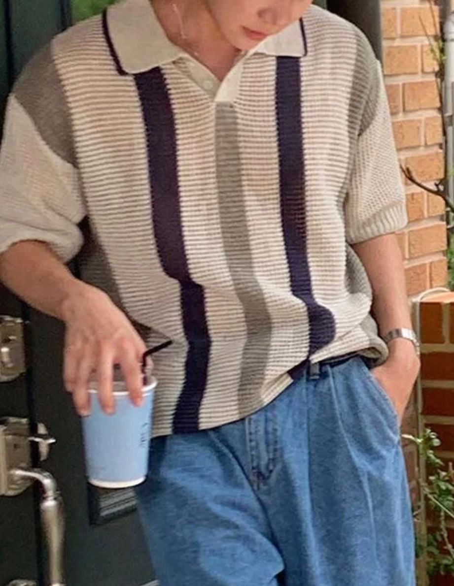 Camisa Suelta de Punto enmallado