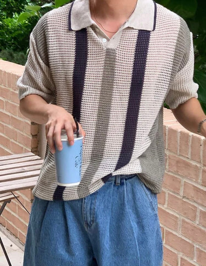 Camisa Suelta de Punto enmallado