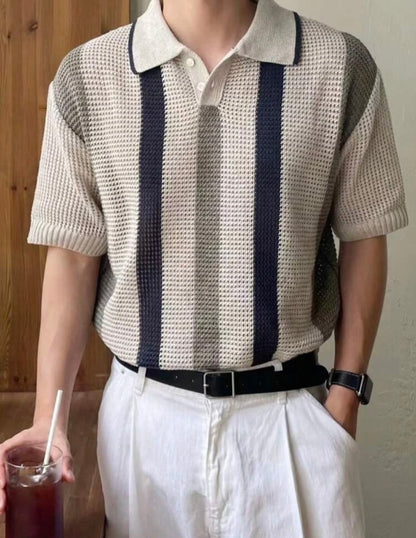 Camisa Suelta de Punto enmallado