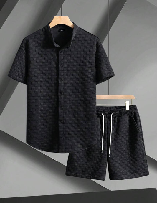 Conjunto Camisa + Short con Textura Sólida