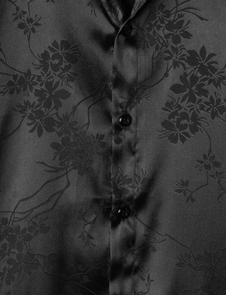 Camisa Floral Jacquard de Satén